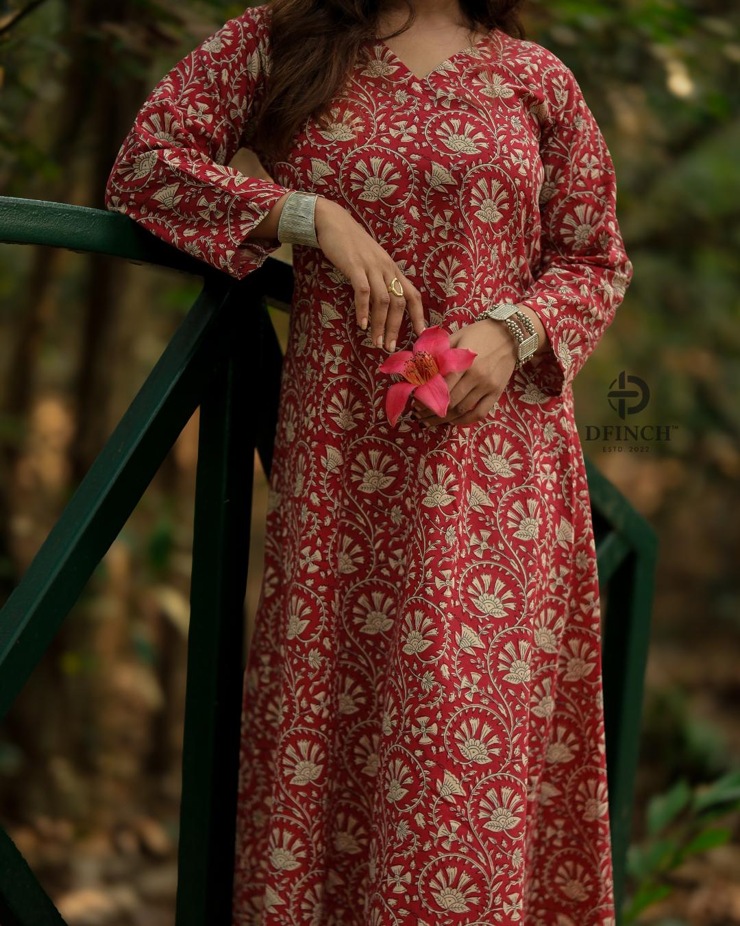 Elegant Red Paisley Wrap Kurta Set | A-line Co-ord Set image 2