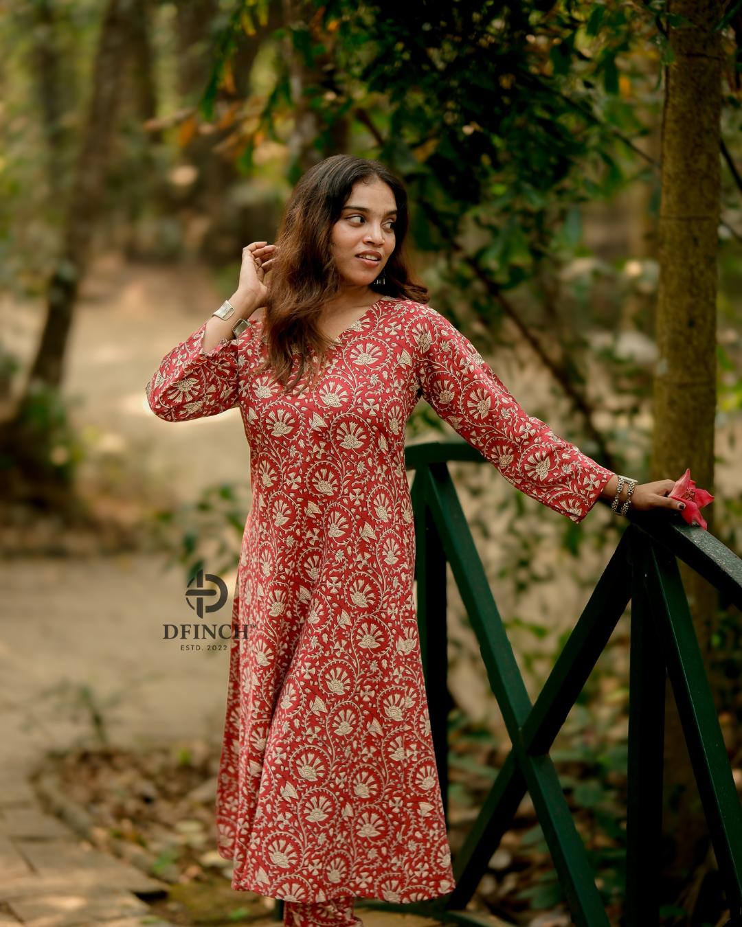 Elegant Red Paisley Wrap Kurta Set | A-line Co-ord Set image 3