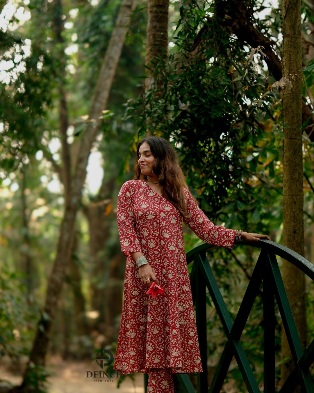 Elegant Red Paisley Wrap Kurta Set | A-line Co-ord Set image 4