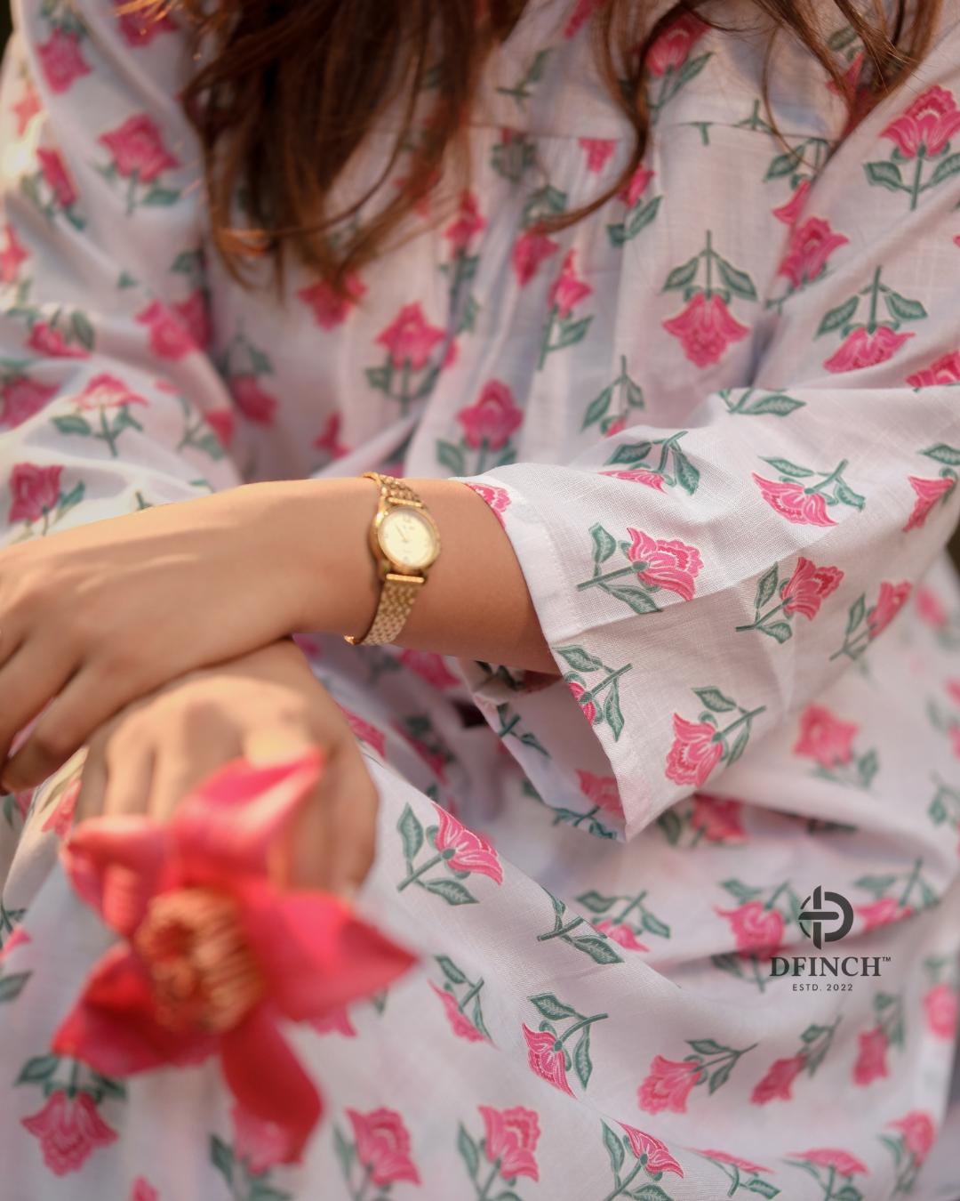 White Pink Floral Kurta Palazzo Set | Co-ord Set For Women image 2