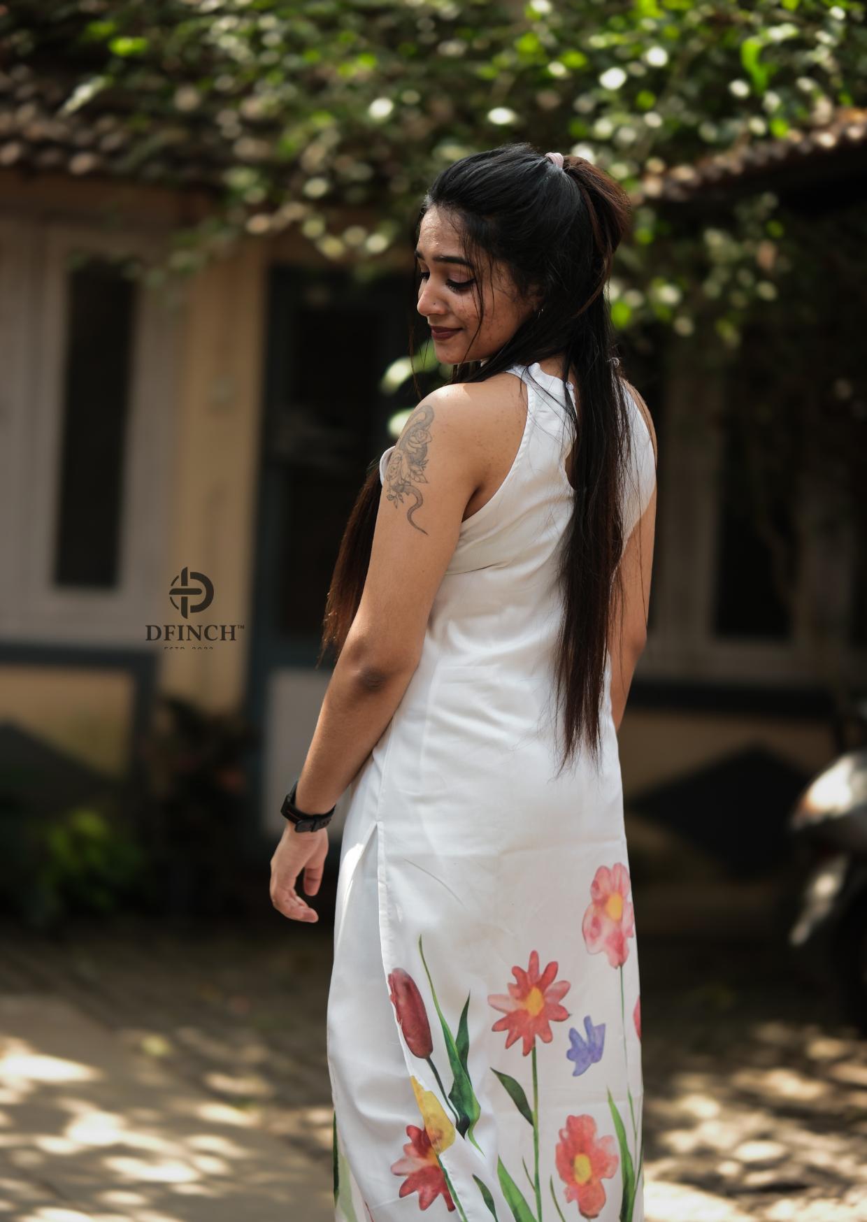 Stylish Floral Printed White Kurti Set | Comfortable & Chic