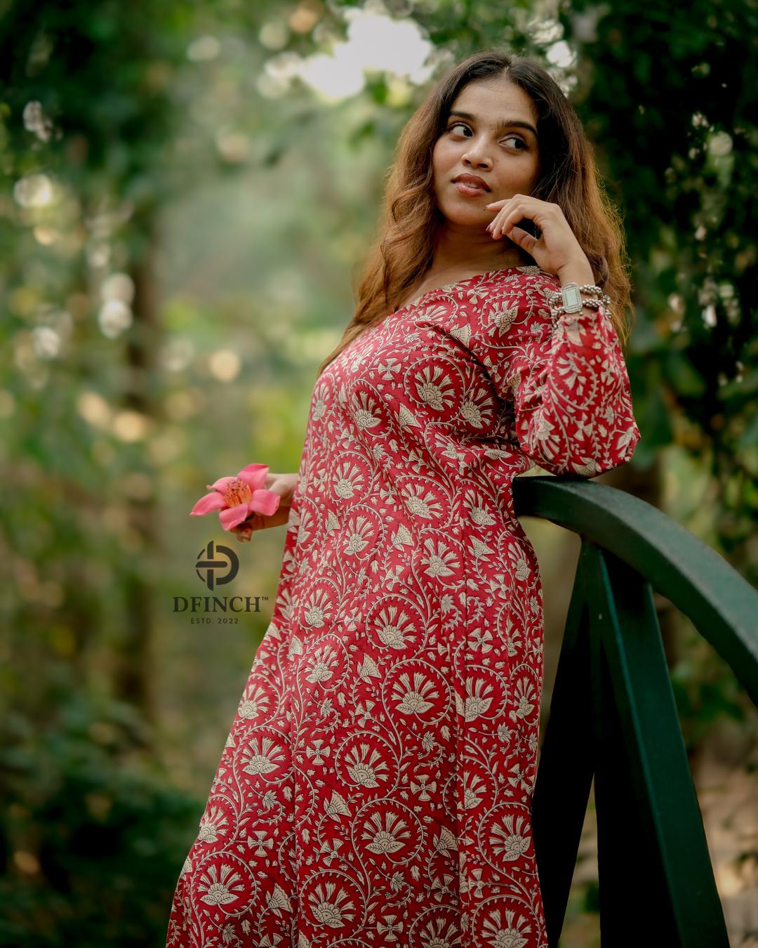 Elegant Red Paisley Wrap Kurta Set | A-line Co-ord Set image 5