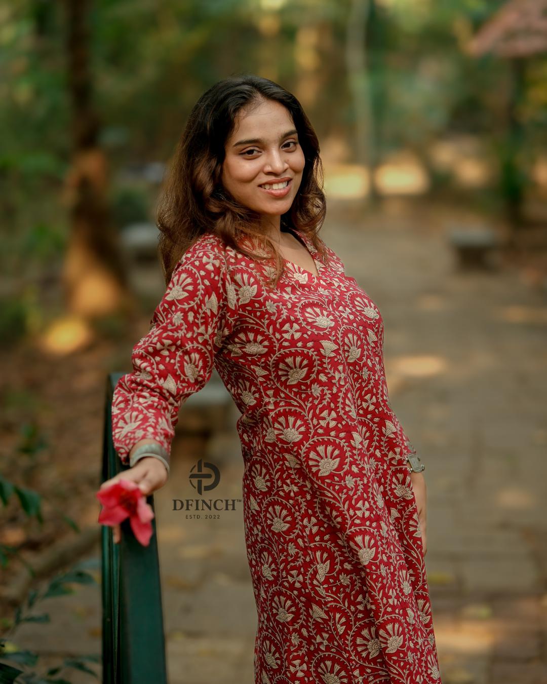 Elegant Red Paisley Wrap Kurta Set | A-line Co-ord Set image 6
