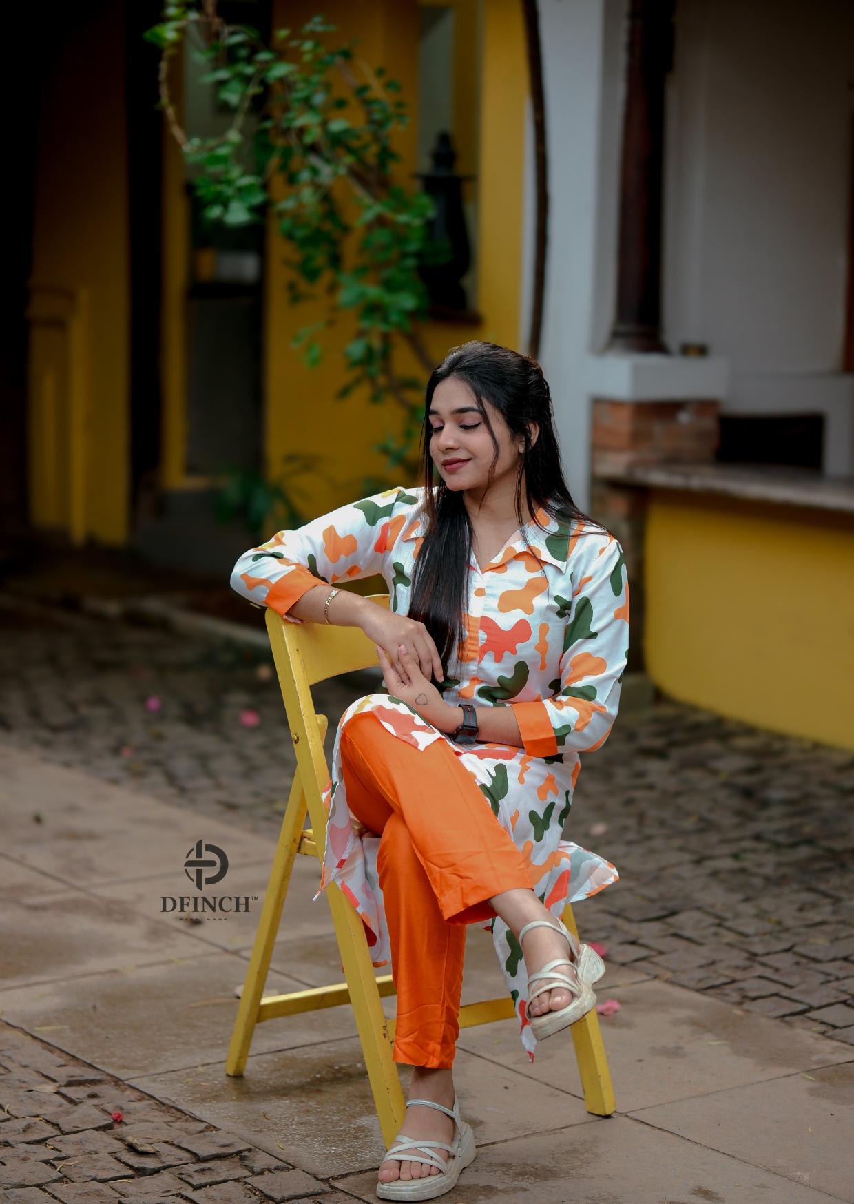 Printed Shirt-style Up And Down Kurti Set | Dfinch Fashions image 5