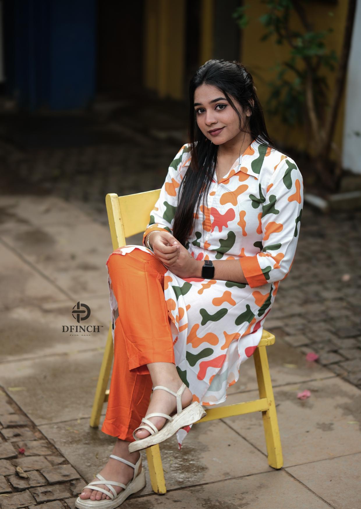 Printed Shirt-style Up And Down Kurti Set | Dfinch Fashions image 6