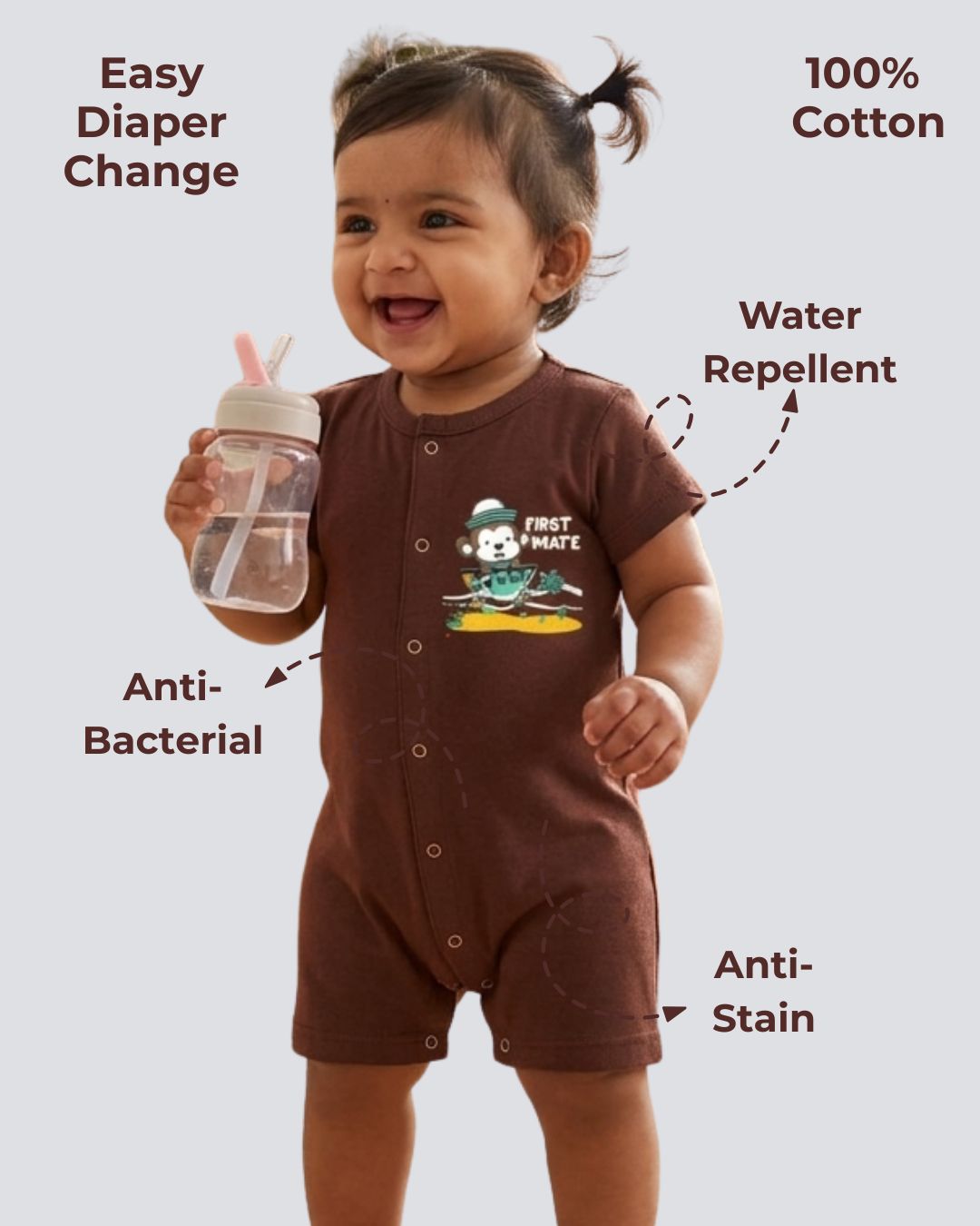 Ultra Soft And Comfortable Natural Cotton Unisex Rompers For Babies