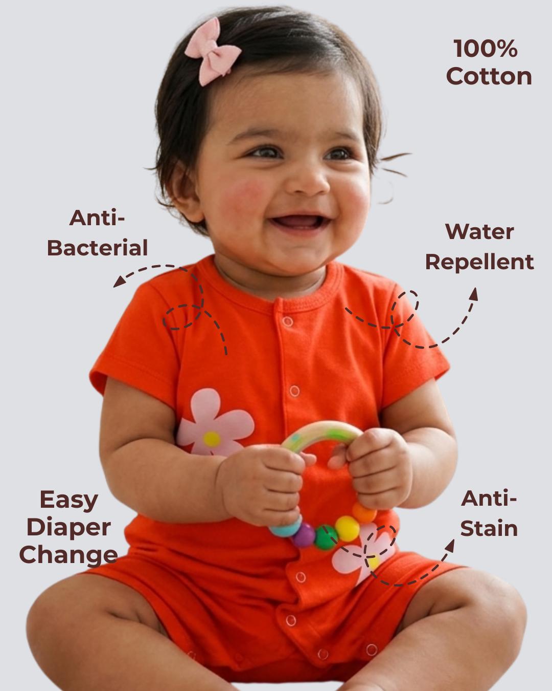 Worry-free Natural Cotton Unisex Rompers For Babies