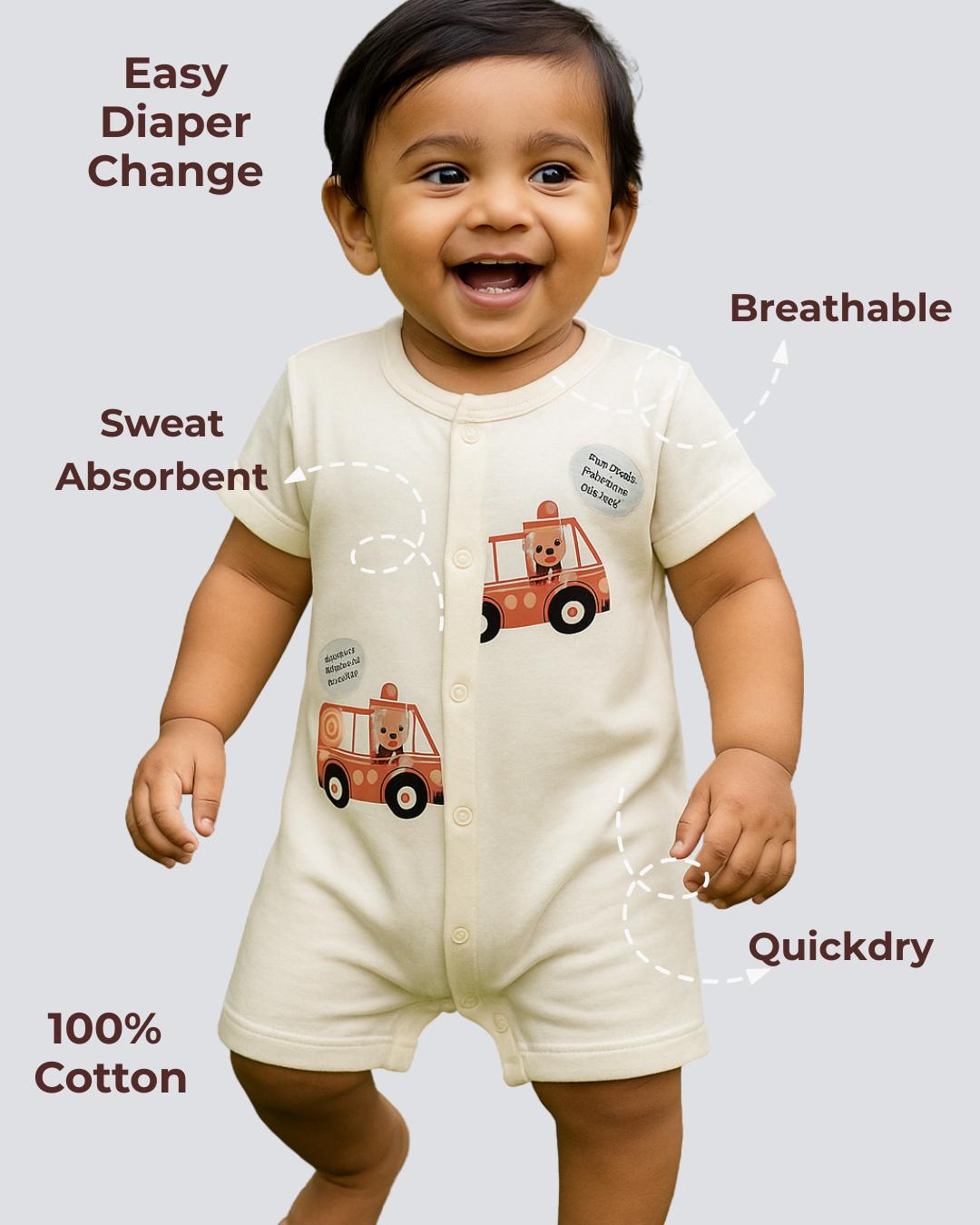 Mess-proof Natural Cotton Unisex Rompers For Babies