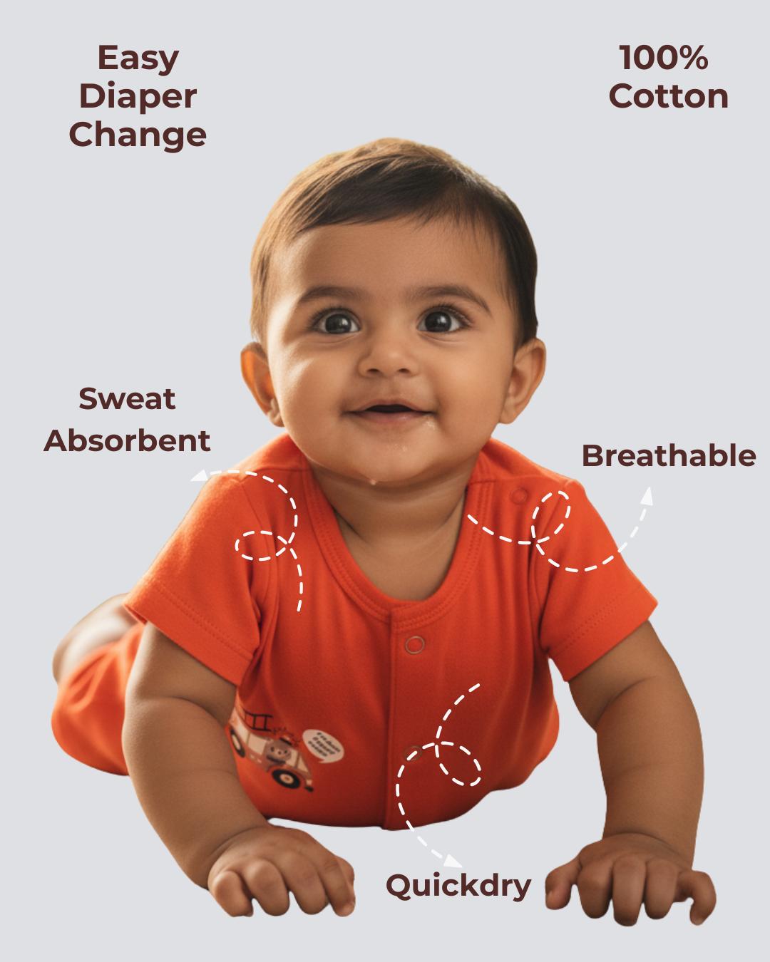 Mess-proof Natural Cotton Unisex Rompers For Babies