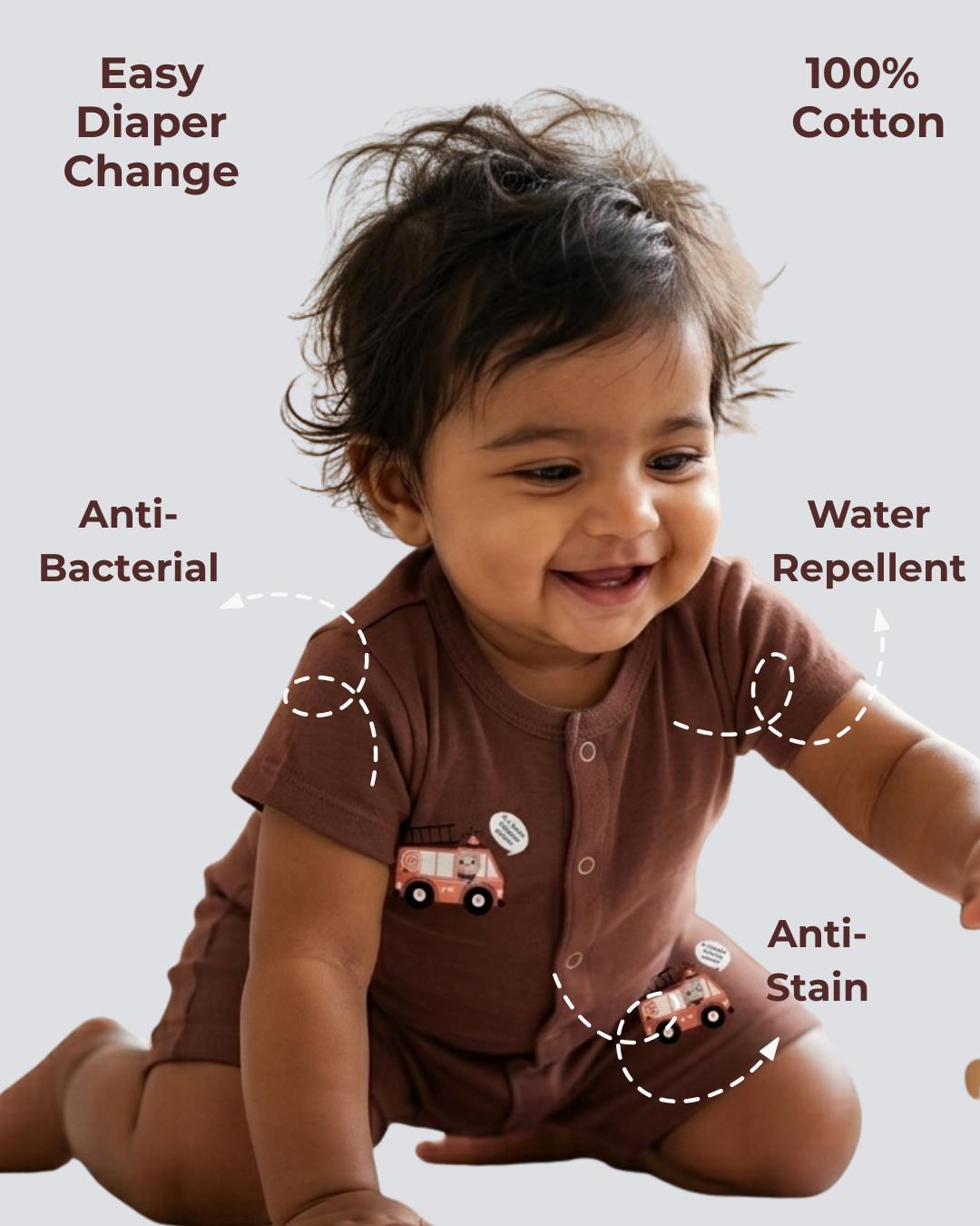 Mess-proof Natural Cotton Unisex Rompers For Babies
