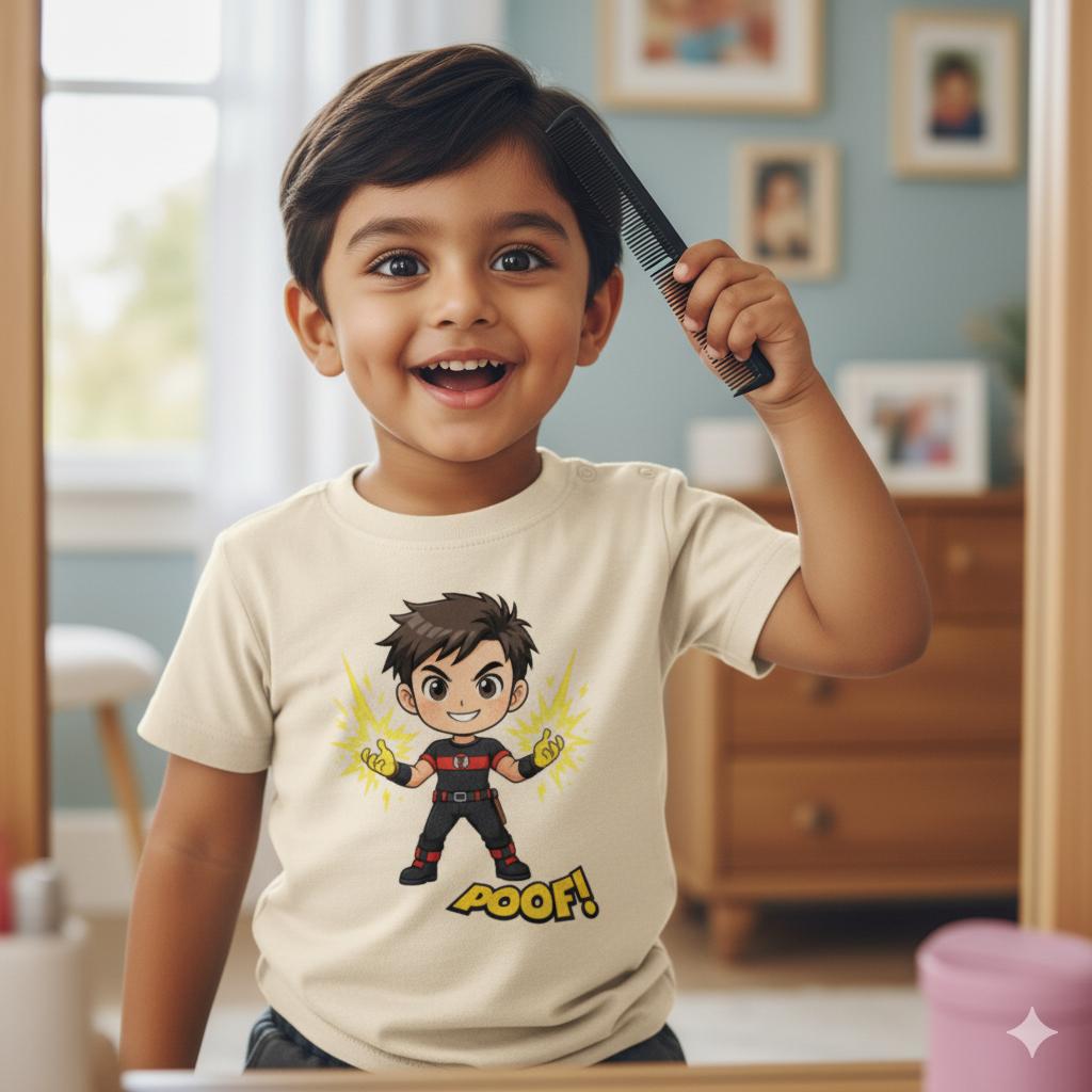 Worry-free Fashion Tee | Quick-dry Stain-resistant | Superboy Print | White | 3-5Y image 2