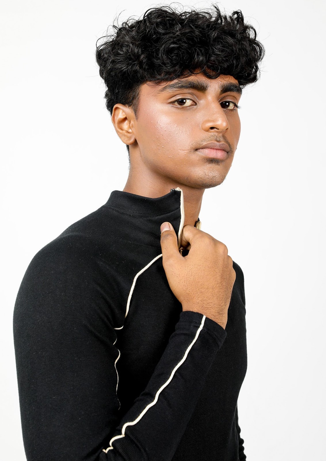 Charcoal Cream Zip Top image 2