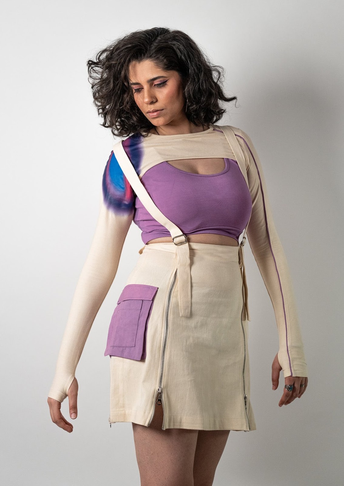 Cloudy Plum Belted Dress image 2