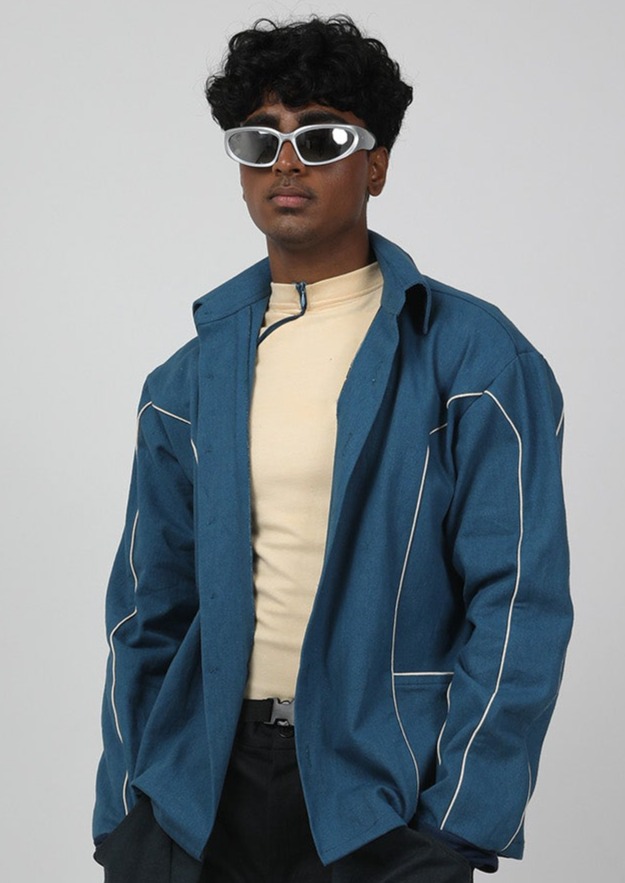 Sapphire Cream Piped Shacket-unisex image 4