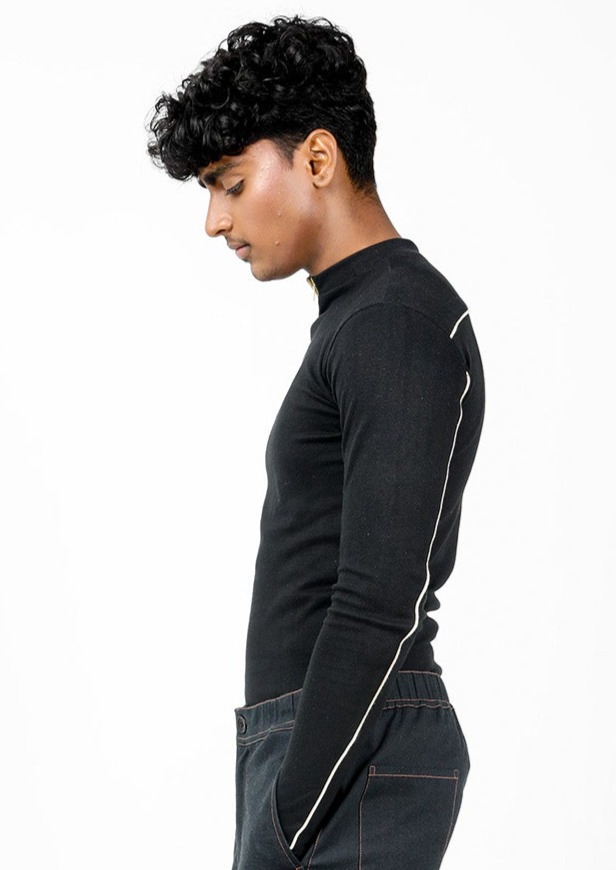 Charcoal Cream Zip Top image 3