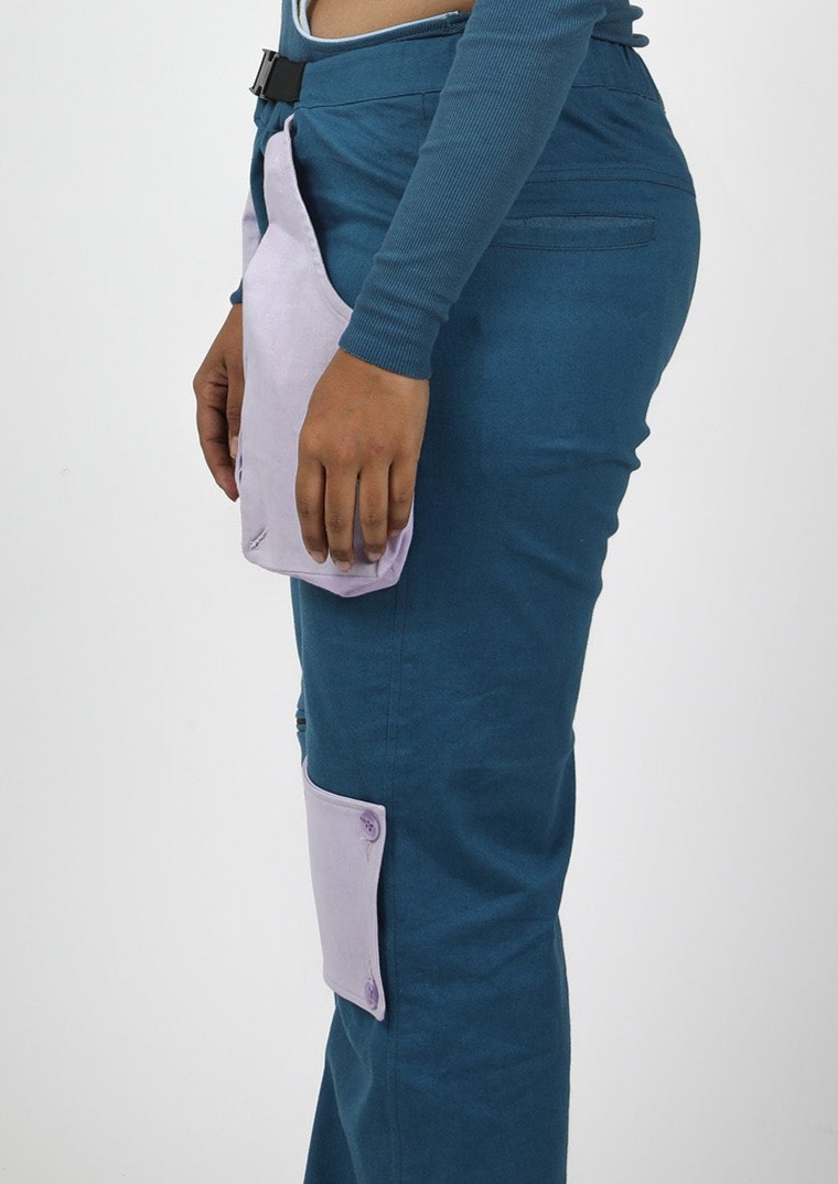 Teal Velvet Flared Cargo image 3