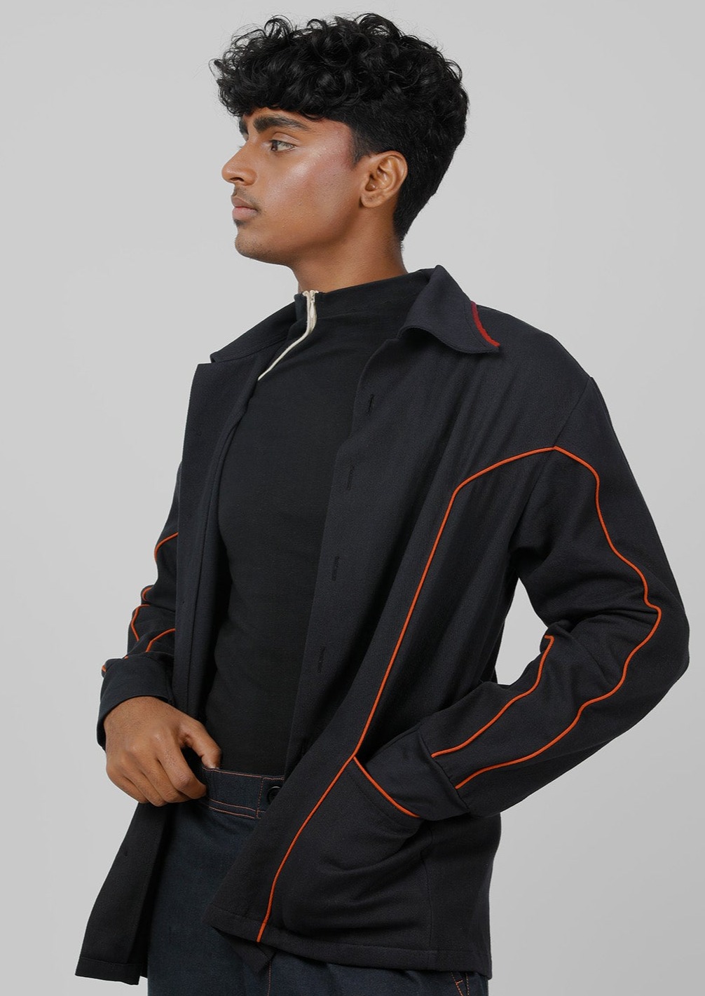 Charcoal Citrus Piped Shacket-unisex image 3