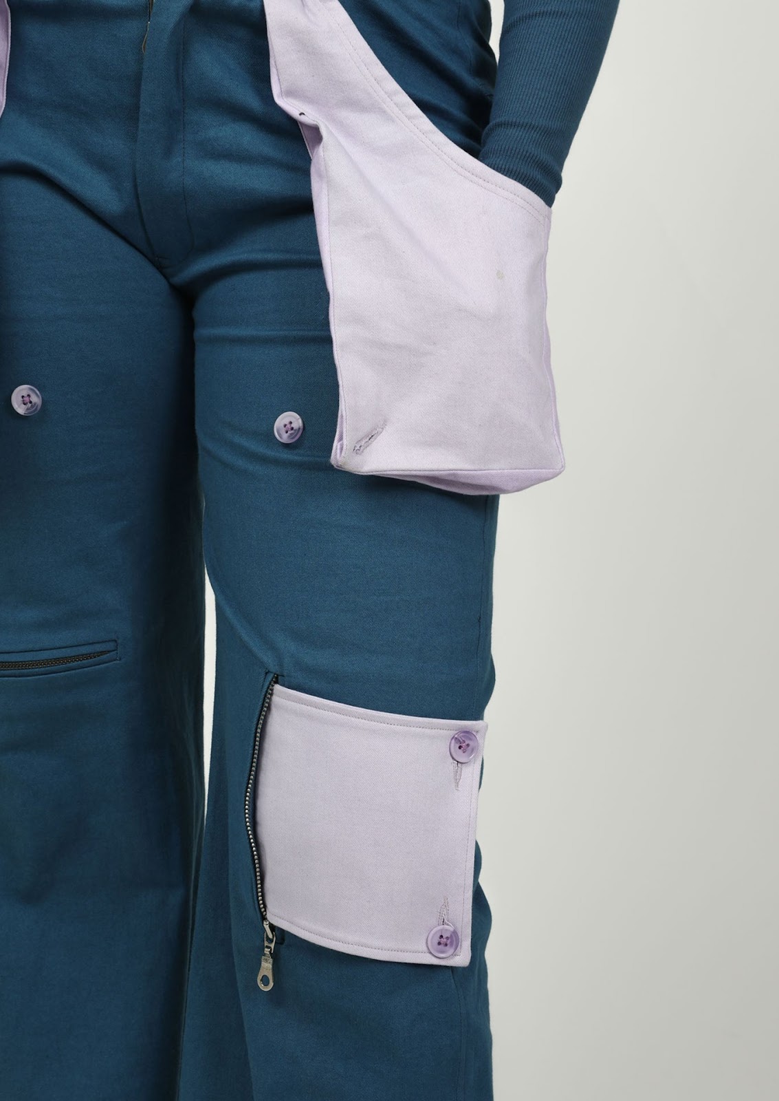 Teal Velvet Flared Cargo image 4