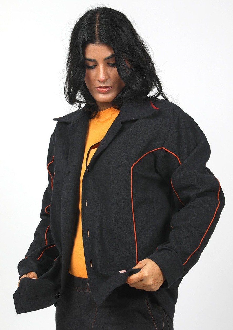 Charcoal Citrus Piped Shacket-unisex image 6