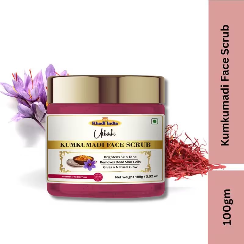 Utkrisht Khadi Kumkumadi Face Scrub Ayurvedic Exfoliator For Glowing Complexion- 100GM