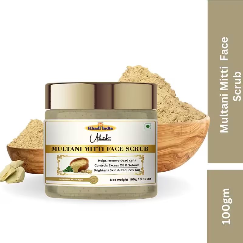 Utkrisht Khadi Multani Mitti Face Scrub For Oily Skin, Removes Dirt & Impurities- 100GM