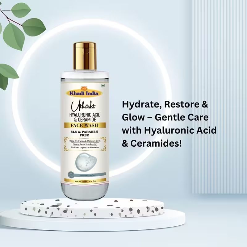 Utkrisht Khadi Hyaluronic Acid & Ceramide Face Wash Daily Cleanser For Radiant Skin- 200ML