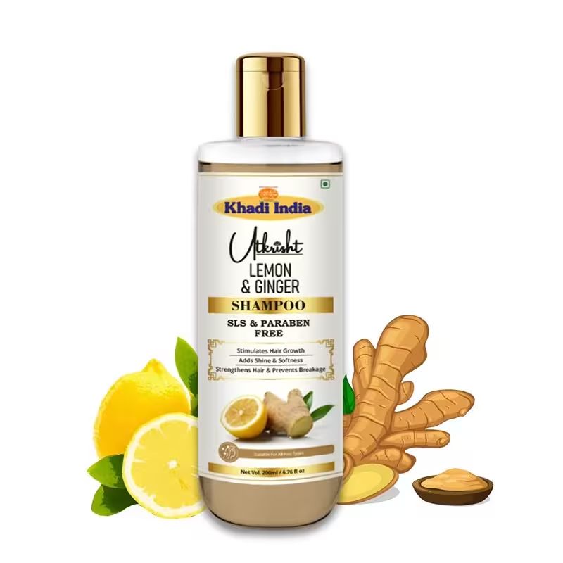 Utkrisht Khadi Lemon & Ginger Shampoo For Strong, Healthy Hair With Sls And Paraben Free - 200ML