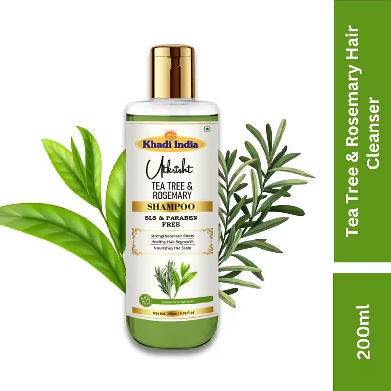 Utkrisht Khadi Tea Tree & Rosemary Shampoo For Anti Dandruff & Hair Fall Control With Sls And Paraben Free - 200ML