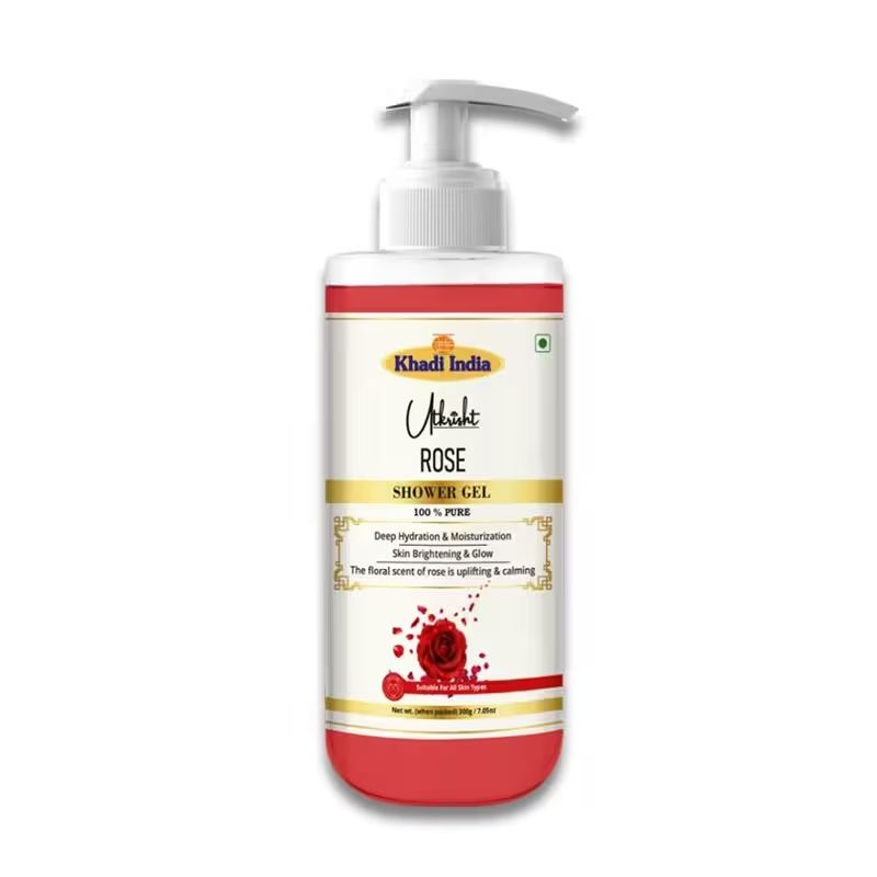 Utkrisht Khadi Rose Shower Gel Refreshing Aromatherapy Cleanser For A Spa-like Experience At Home- 300ML