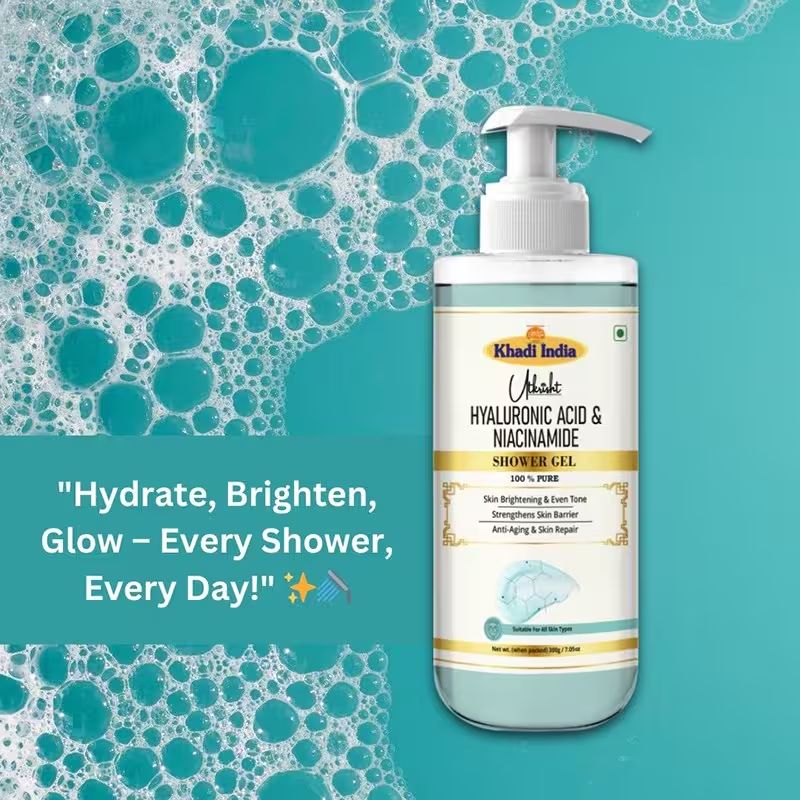 Utkrisht Khadi Hyaluronic & Niacinamide Shower Gel Hydrating Body Cleanser For Radiant Skin- 300ML
