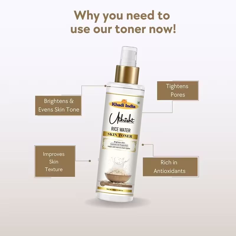Utkrisht Khadi Pure Rice Water Skin & Face Toner For Oily Acne Prone Dry Combination Skin - 100ML