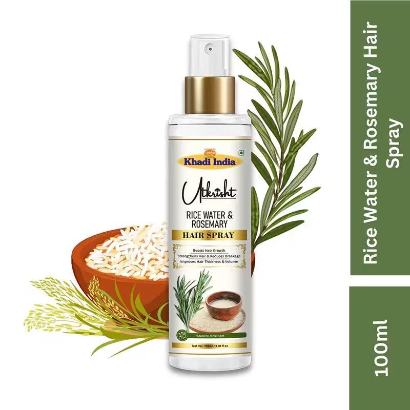 Utkrisht Khadi Rice Water & Rosemary Night Hair Spray - Nourishing Sleep Formula For Stronger, Shinier Hair -100ML