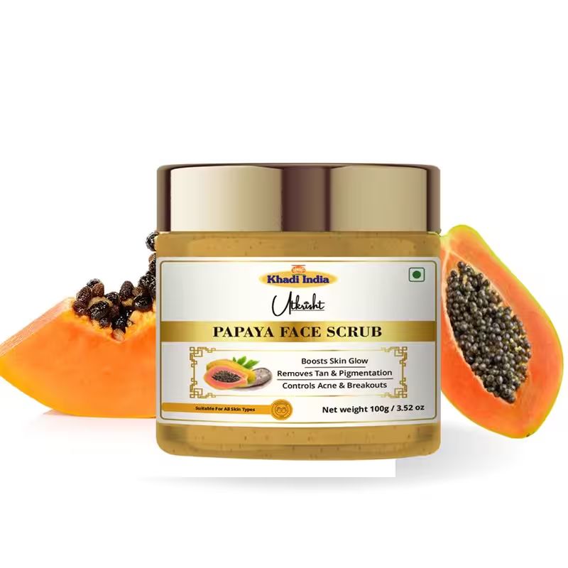 Utkrisht Khadi Papaya Face Scrub Exfoliating Natural Scrub For Bright & Glowing Skin- 100GM