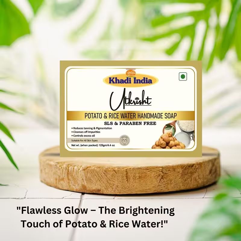Utkrisht Khadi Natural Potato & Rice Anti -TAN Handmade Soap Suitable For All Skin Types (500GM)- Pack Of 4