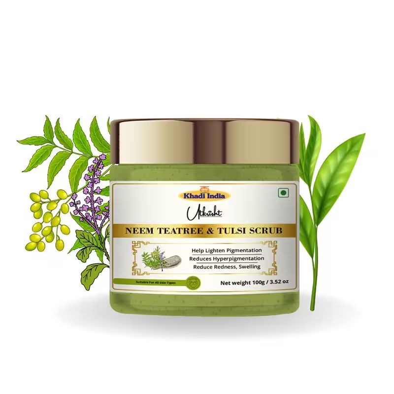 Utkrisht Khadi Neem, Tea Tree & Tulsi Face Scrub Deep Cleansing Exfoliator For Acne-prone Skin- 100GM