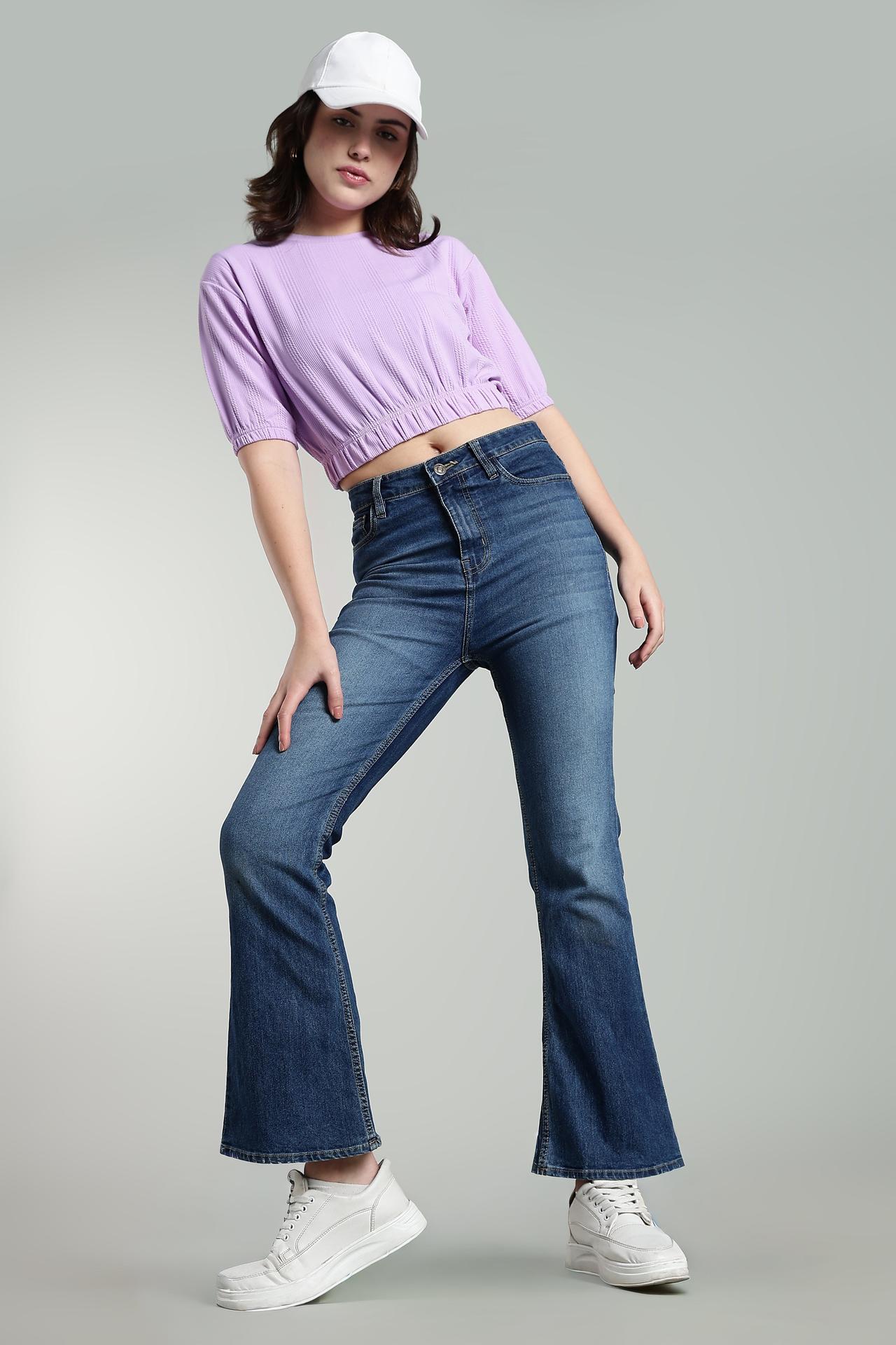 Womens Oversized Crop Top Tshirt -LILAC image 3