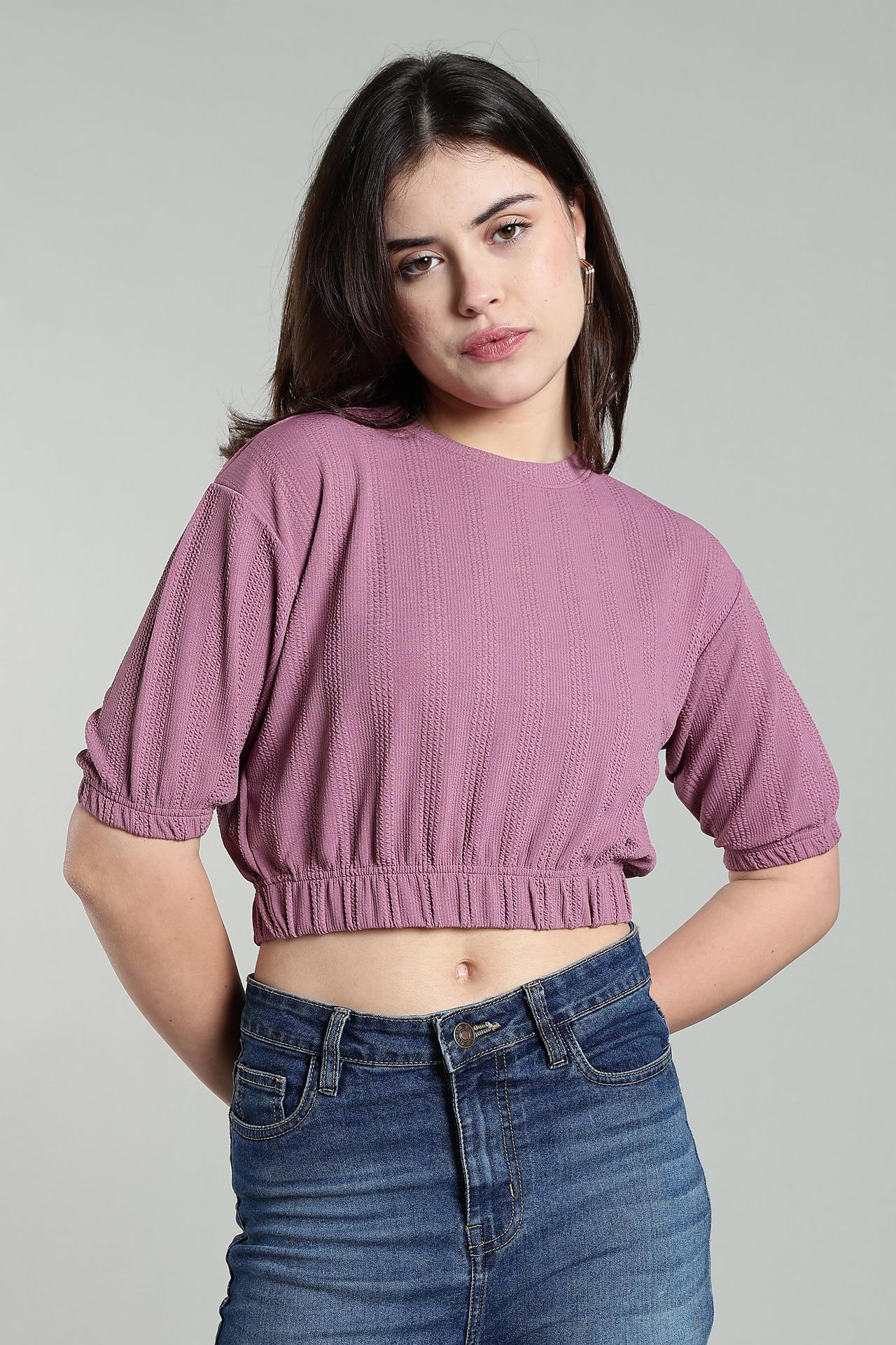 Womens Oversized Crop Top Tshirt - Blush