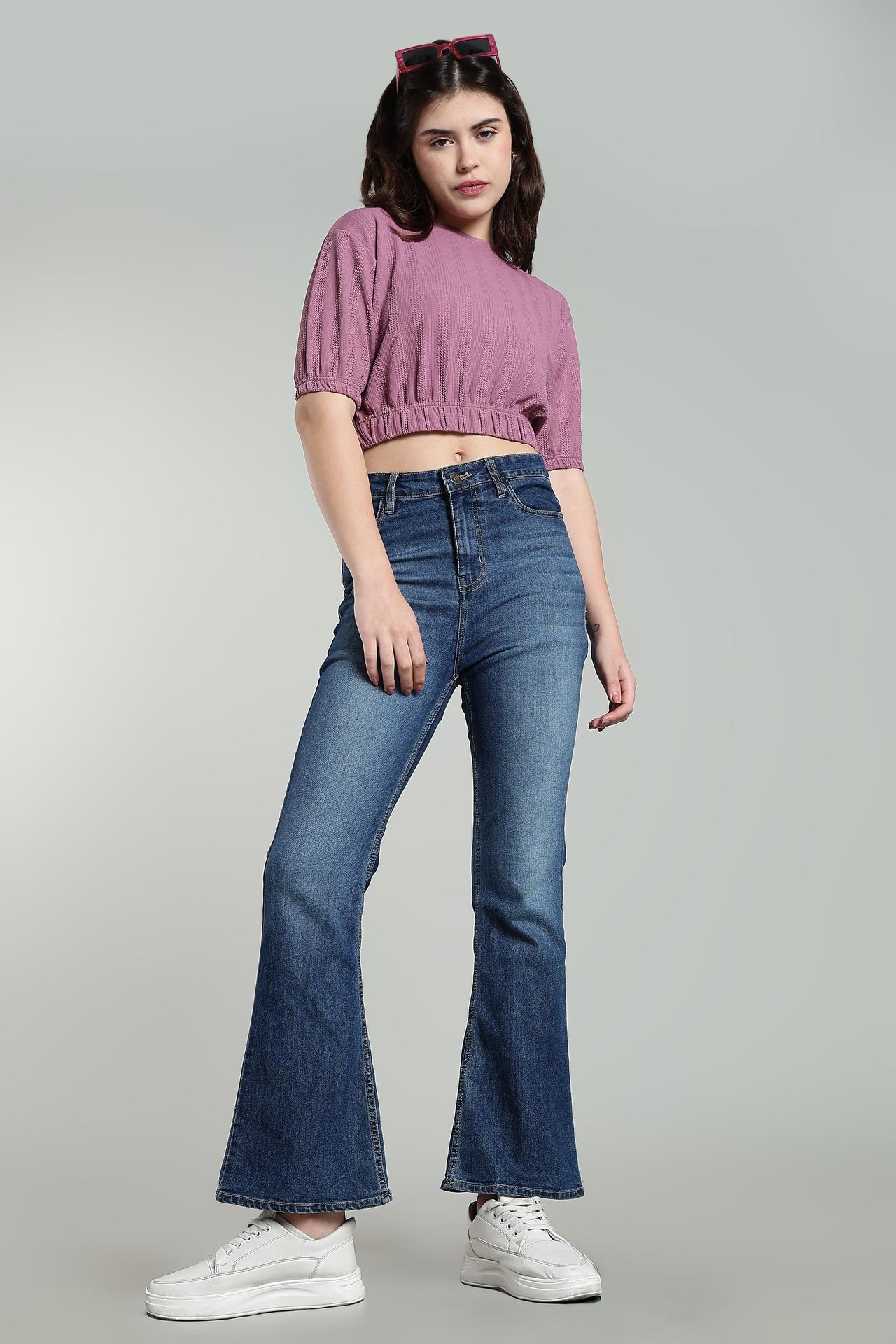 Womens Oversized Crop Top Tshirt - Blush image 2