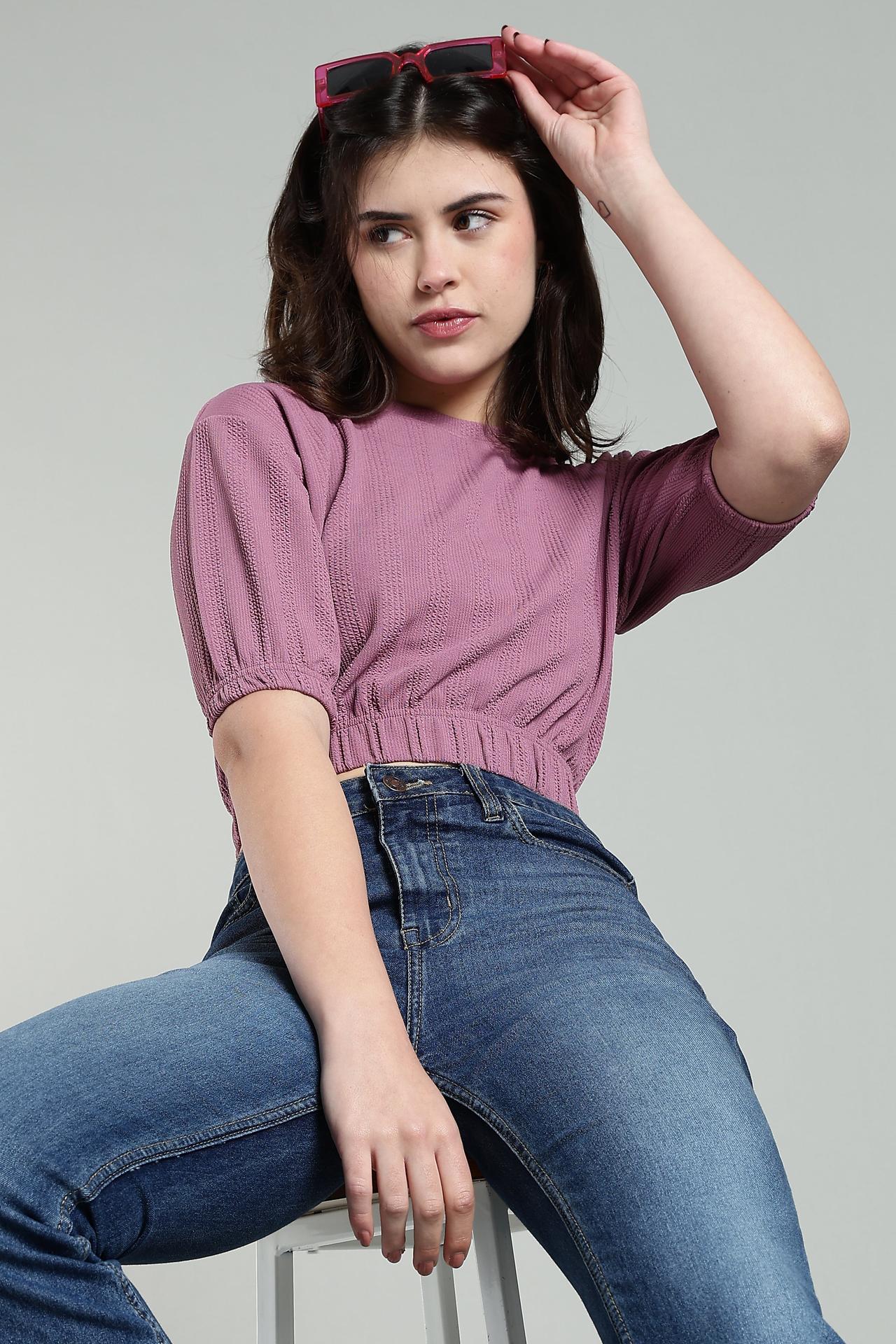 Womens Oversized Crop Top Tshirt - Blush image 3