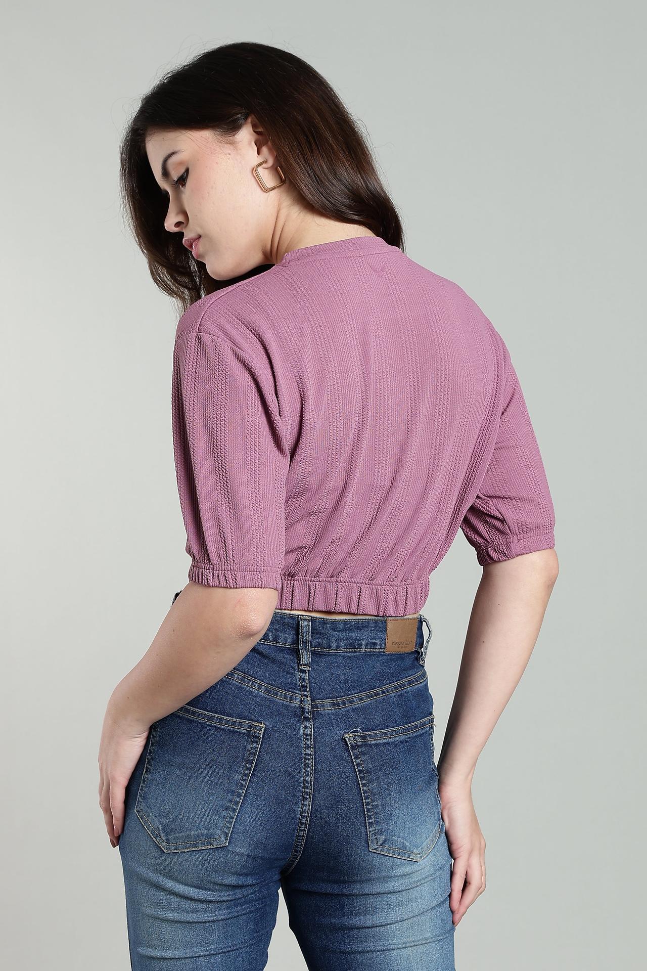 Womens Oversized Crop Top Tshirt - Blush image 4