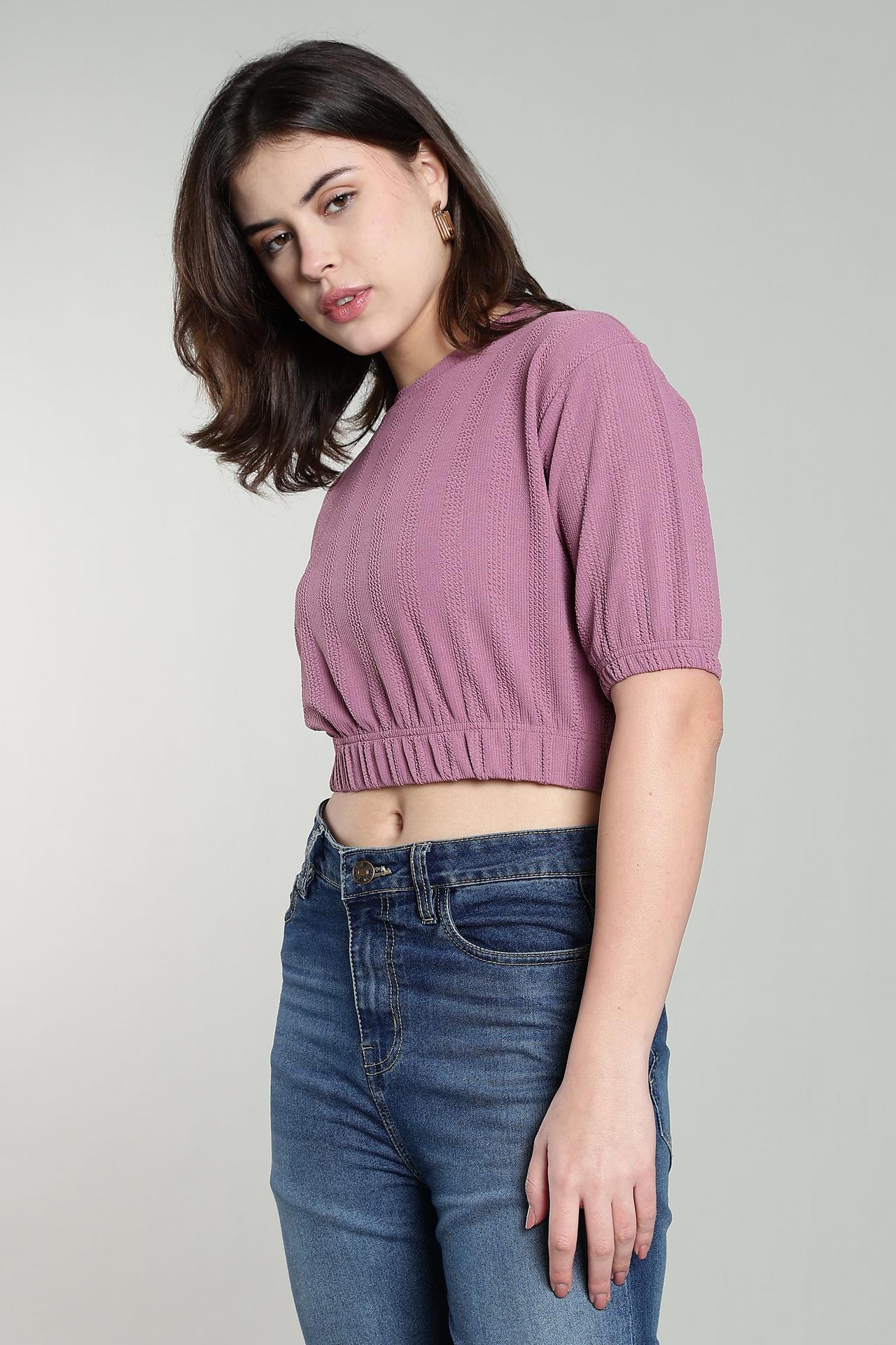 Womens Oversized Crop Top Tshirt - Blush image 5