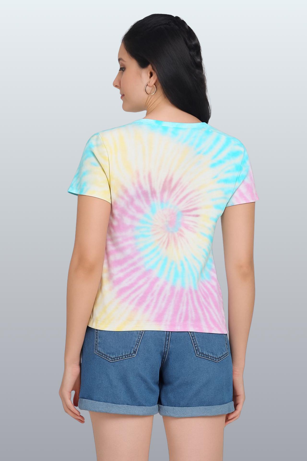 Women's Cotton Tie-dye T-shirt Slim Fit- Spiral image 4