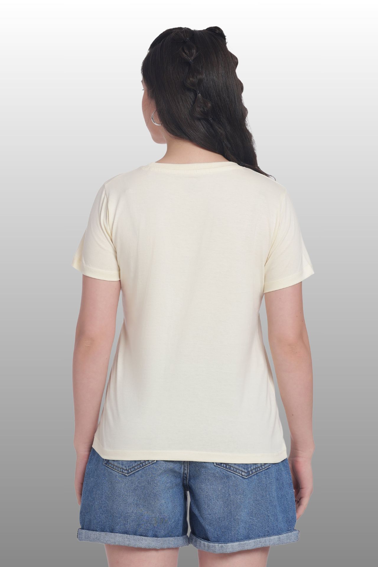 Womens Regular Fit Cotton Printed Tshirt - California-cream image 4