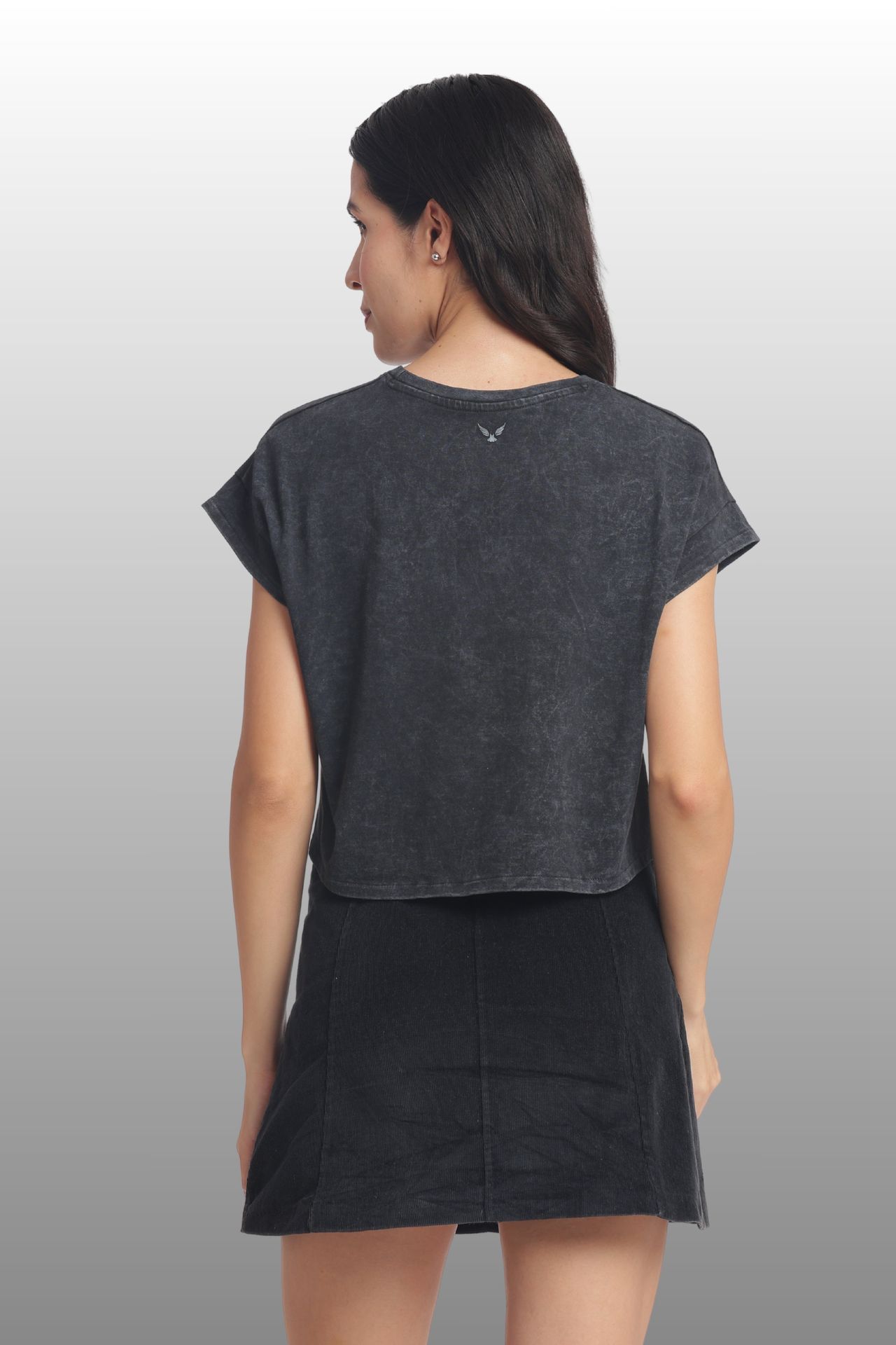 Womens Crop Top Cotton Printed Tshirt - Riders Black image 4