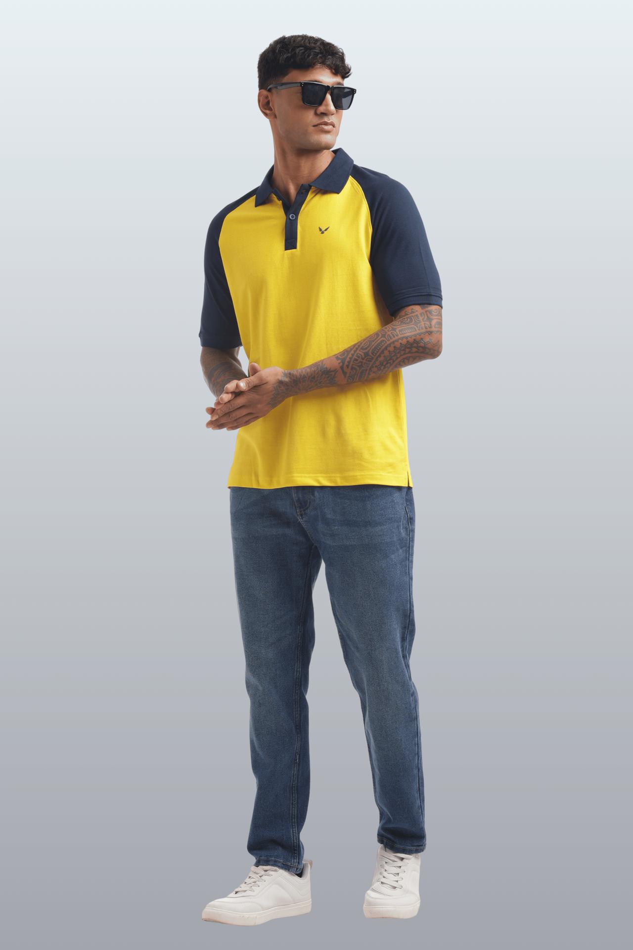 Men's Reglon Sleeve Cotton Rich Polo T-shirt - Yellow image 2