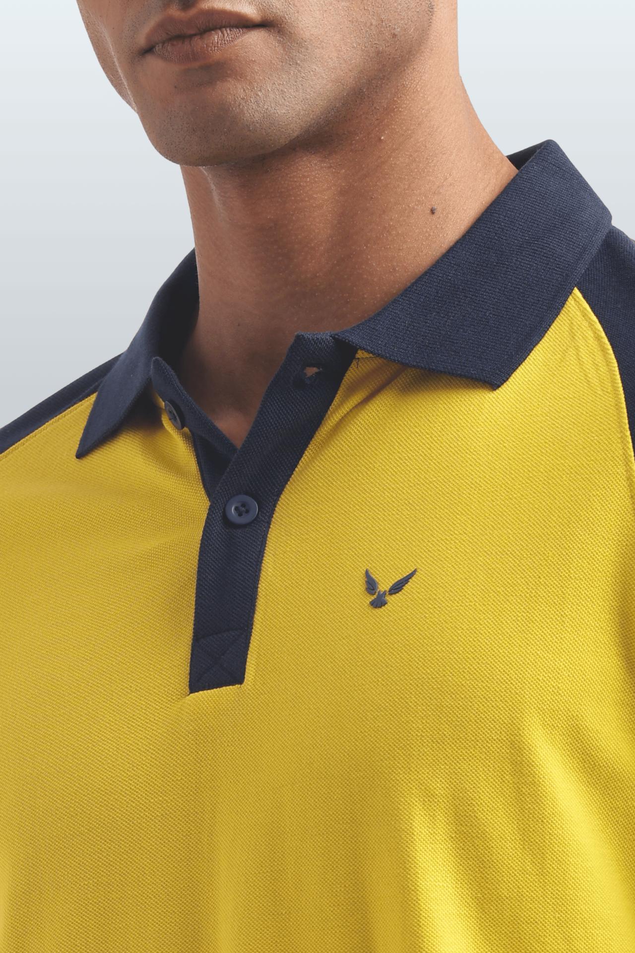 Men's Reglon Sleeve Cotton Rich Polo T-shirt - Yellow image 4