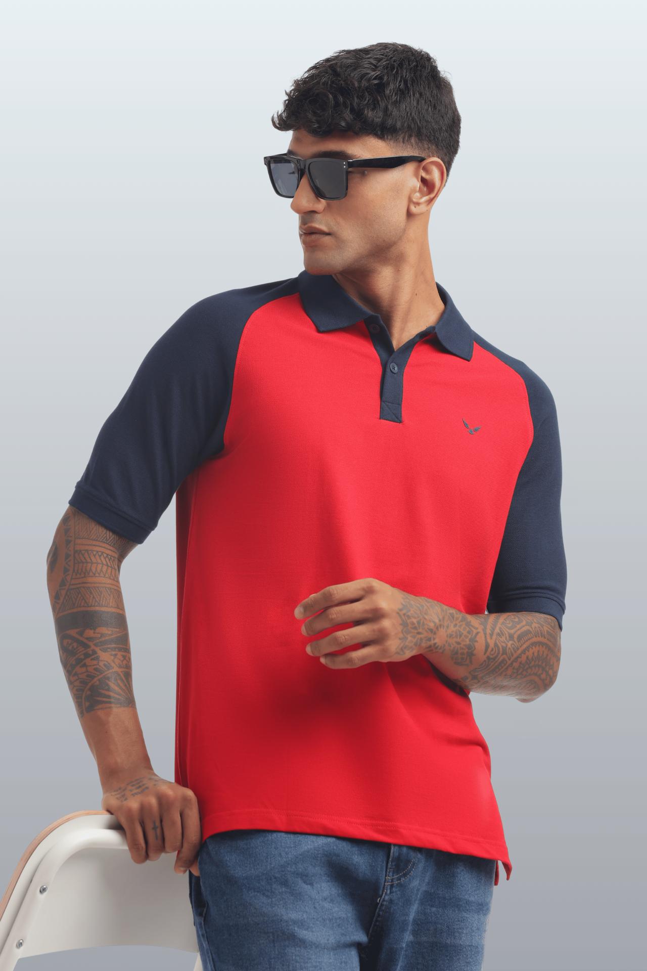 Men's Reglon Sleeve Cotton Rich Polo T-shirt - Red image 3