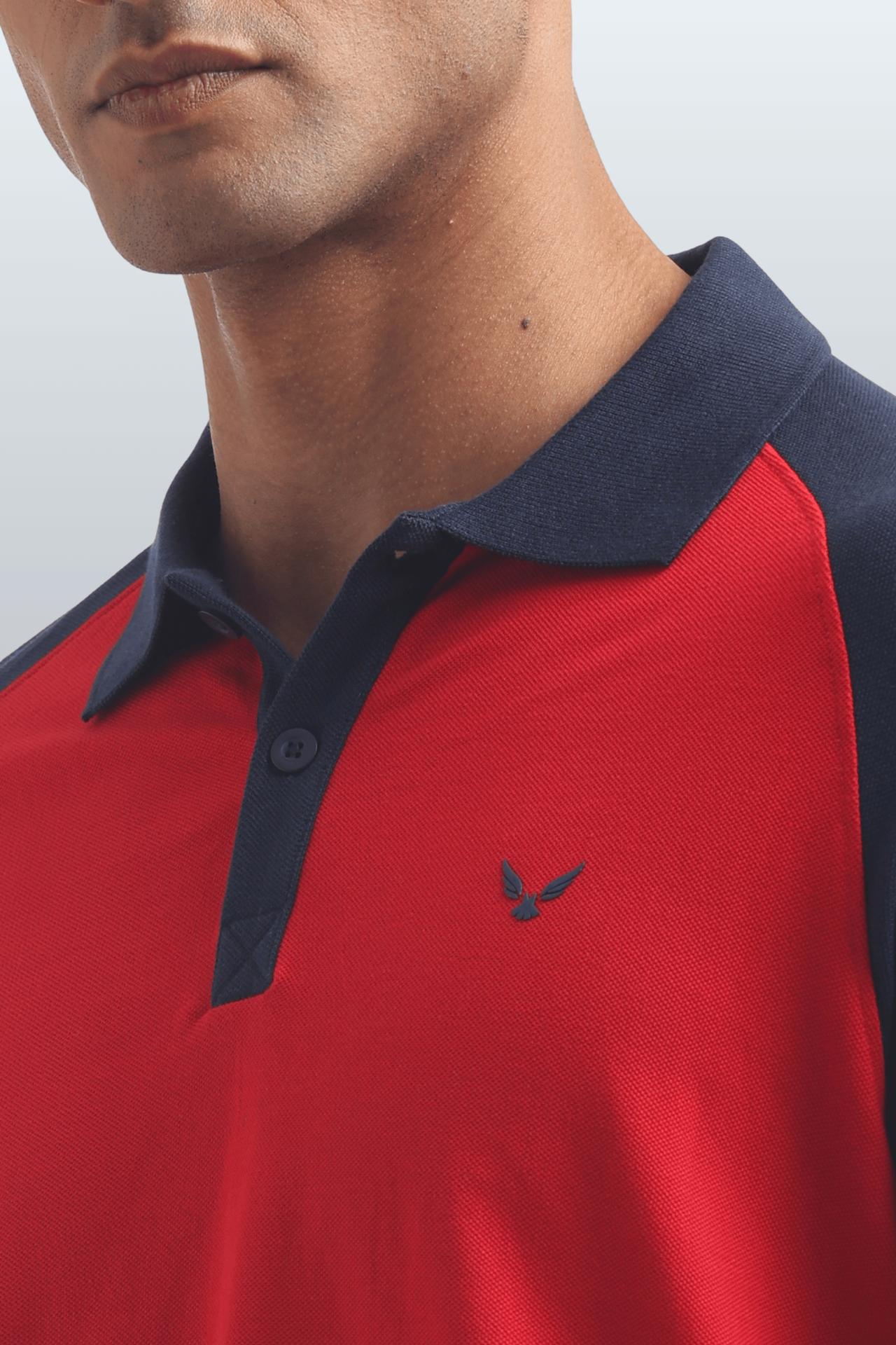 Men's Reglon Sleeve Cotton Rich Polo T-shirt - Red image 4