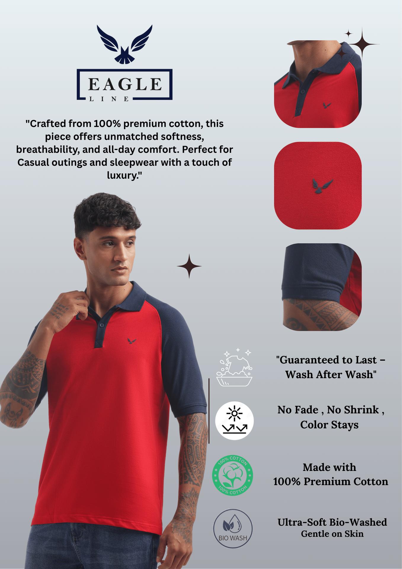 Men's Reglon Sleeve Cotton Rich Polo T-shirt - Red image 5