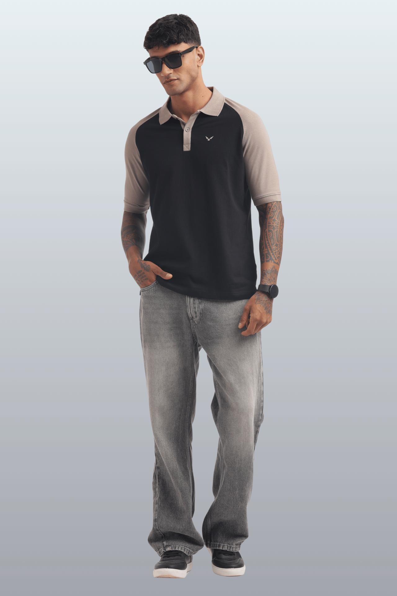 Men's Reglon Sleeve Cotton Rich Polo T-shirt - Black image 2